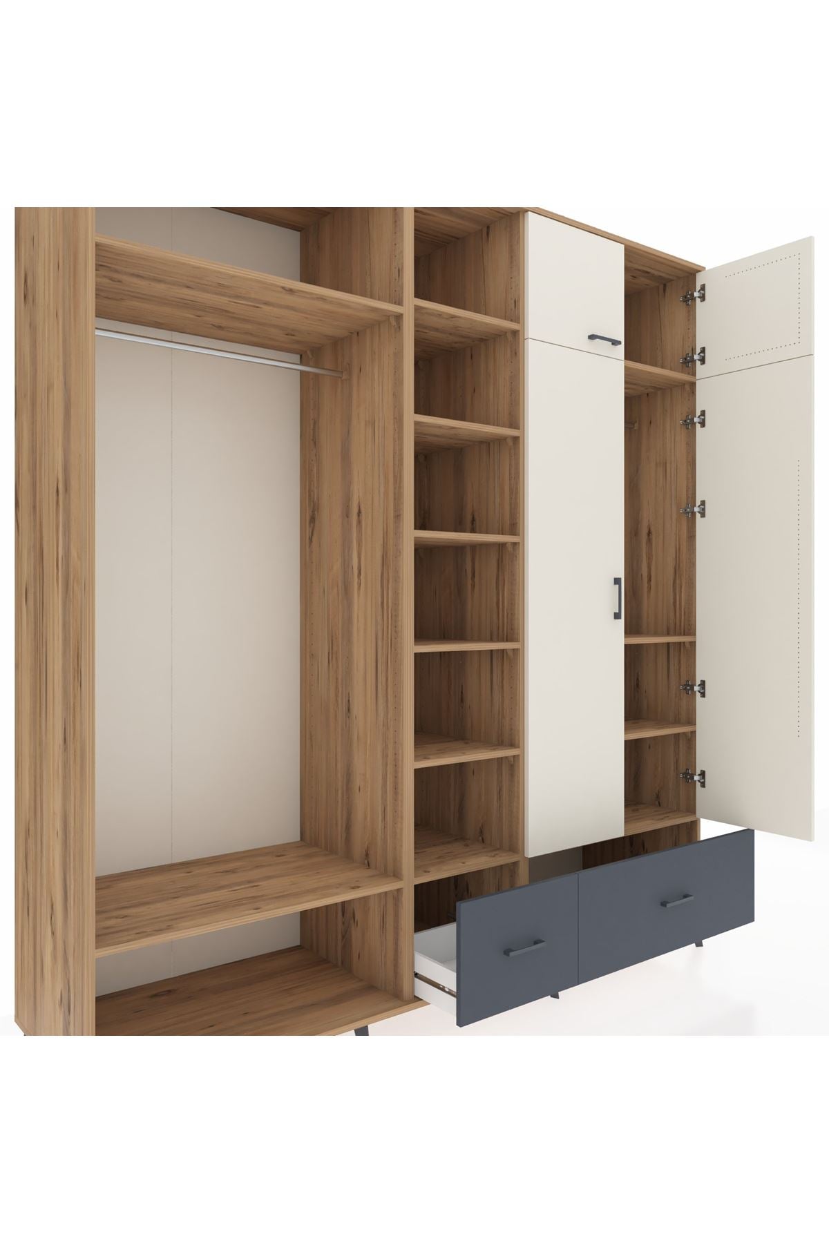 Kronos Dolap 12 Raflı 2 Çekmeceli 2 Askılı 220x59x243 - S784M072V23C