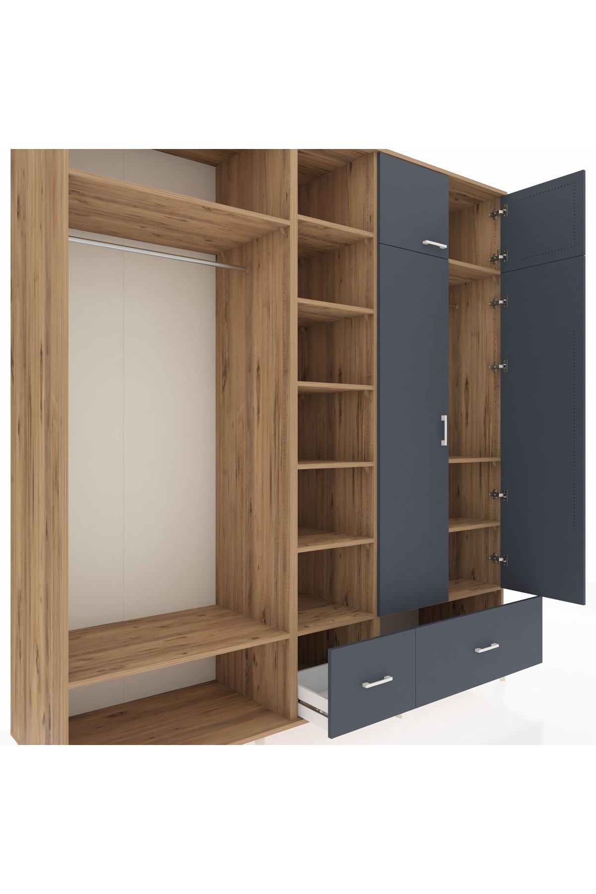 Kronos Dolap 12 Raflı 2 Çekmeceli 2 Askılı 220x59x243 - S784M072V26C