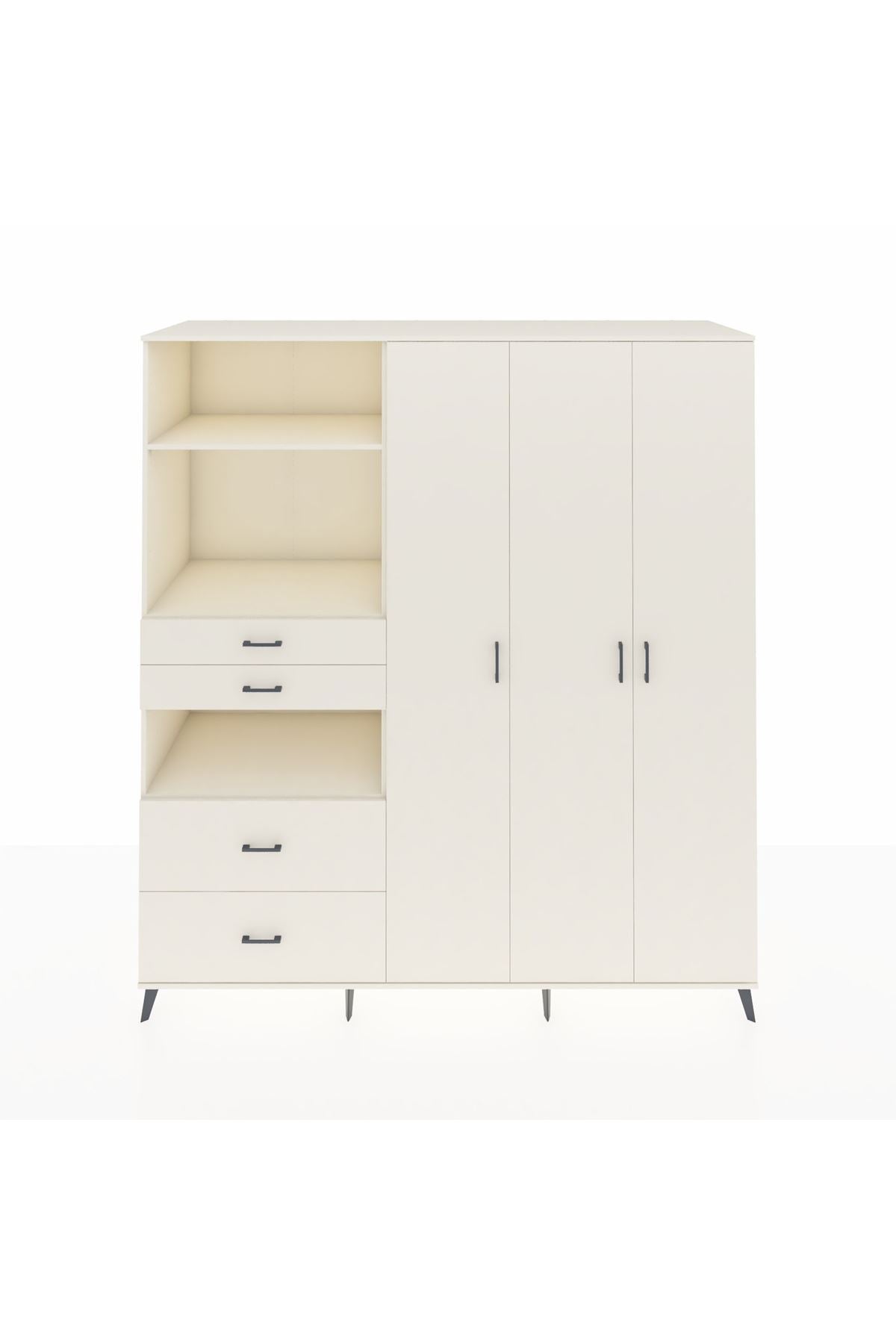 Kronos Dolap 12 Raflı 4 Çekmeceli Tek Askılı 220x59x243 - S784M073V04C