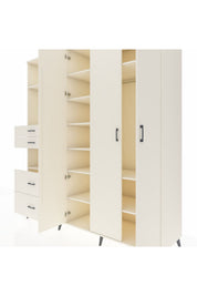 Kronos Dolap 12 Raflı 4 Çekmeceli Tek Askılı 220x59x243 - S784M073V04C