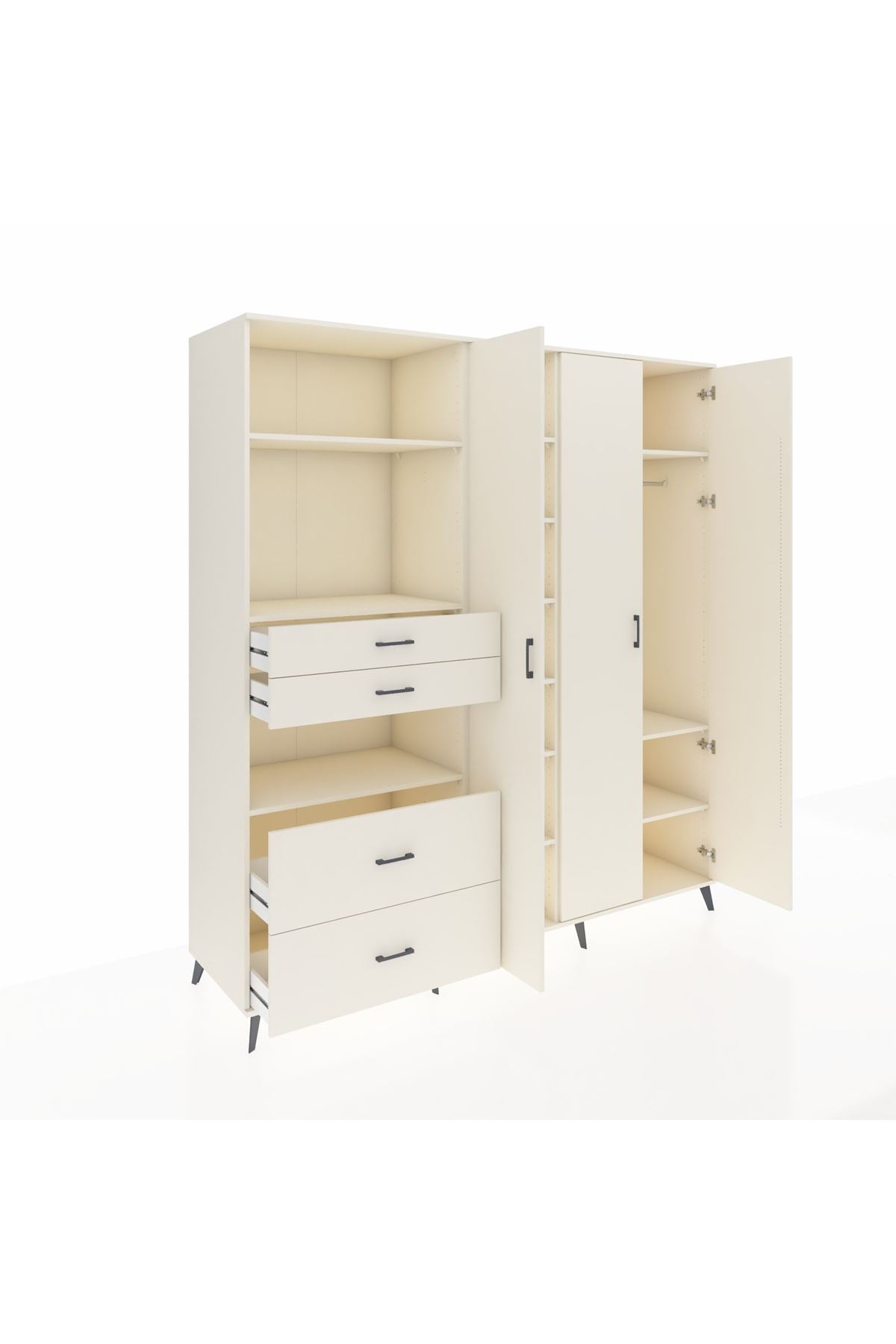 Kronos Dolap 12 Raflı 4 Çekmeceli Tek Askılı 220x59x243 - S784M073V04C