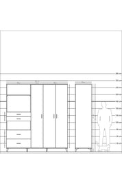 Kronos Dolap 12 Raflı 4 Çekmeceli Tek Askılı 220x59x243 - S784M073V11C