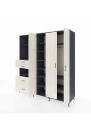 Kronos Dolap 12 Raflı 4 Çekmeceli Tek Askılı 220x59x243 - S784M073V13C