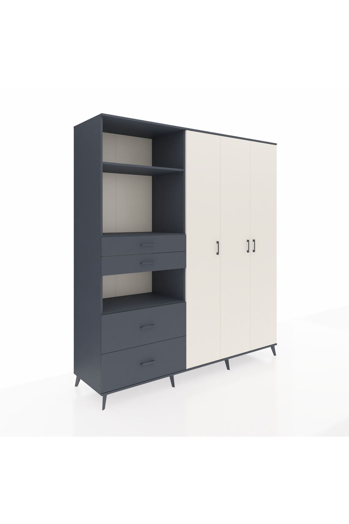 Kronos Dolap 12 Raflı 4 Çekmeceli Tek Askılı 220x59x243 - S784M073V14C