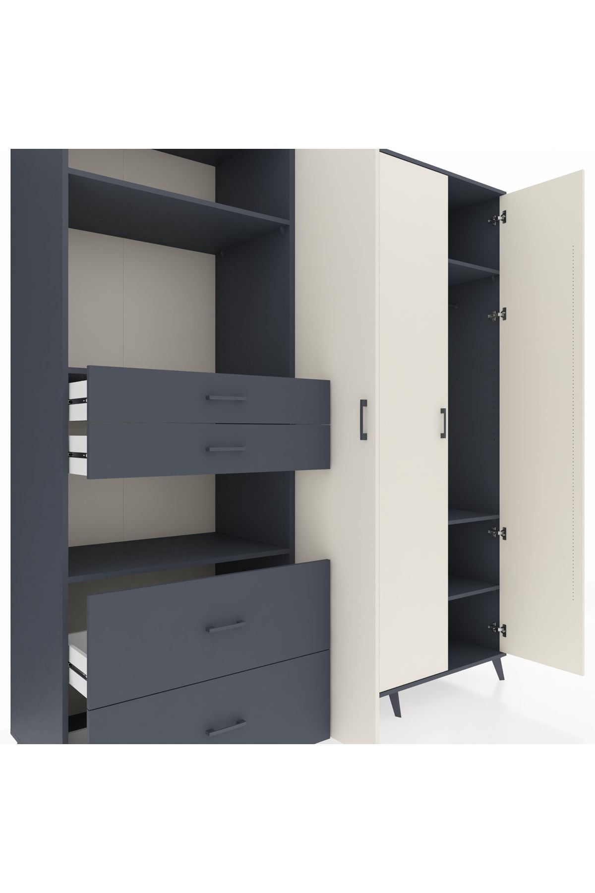 Kronos Dolap 12 Raflı 4 Çekmeceli Tek Askılı 220x59x243 - S784M073V14C