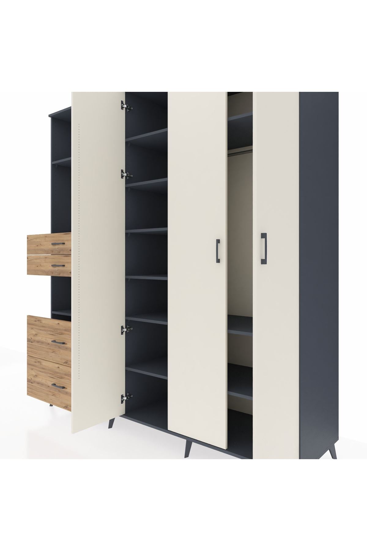 Kronos Dolap 12 Raflı 4 Çekmeceli Tek Askılı 220x59x243 - S784M073V15C