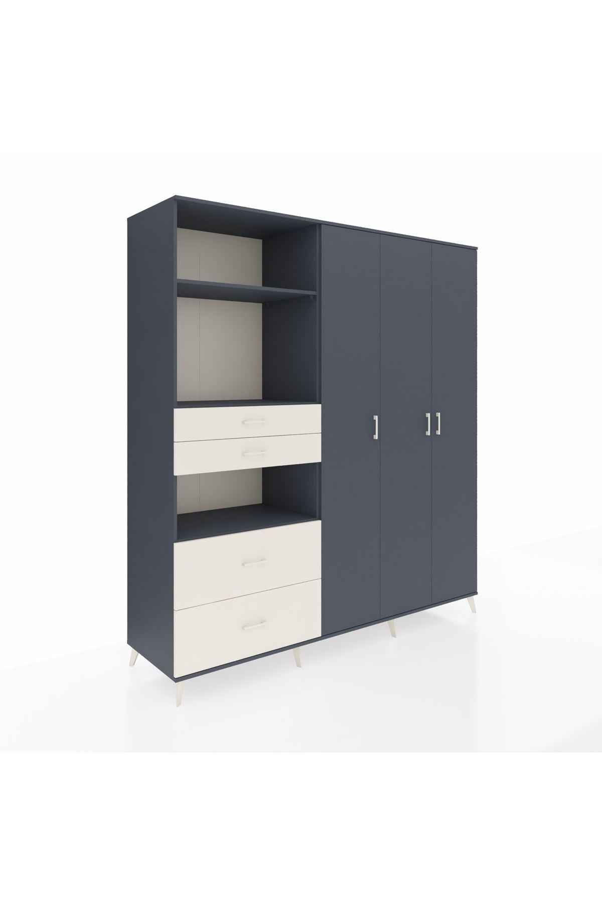 Kronos Dolap 12 Raflı 4 Çekmeceli Tek Askılı 220x59x243 - S784M073V16C