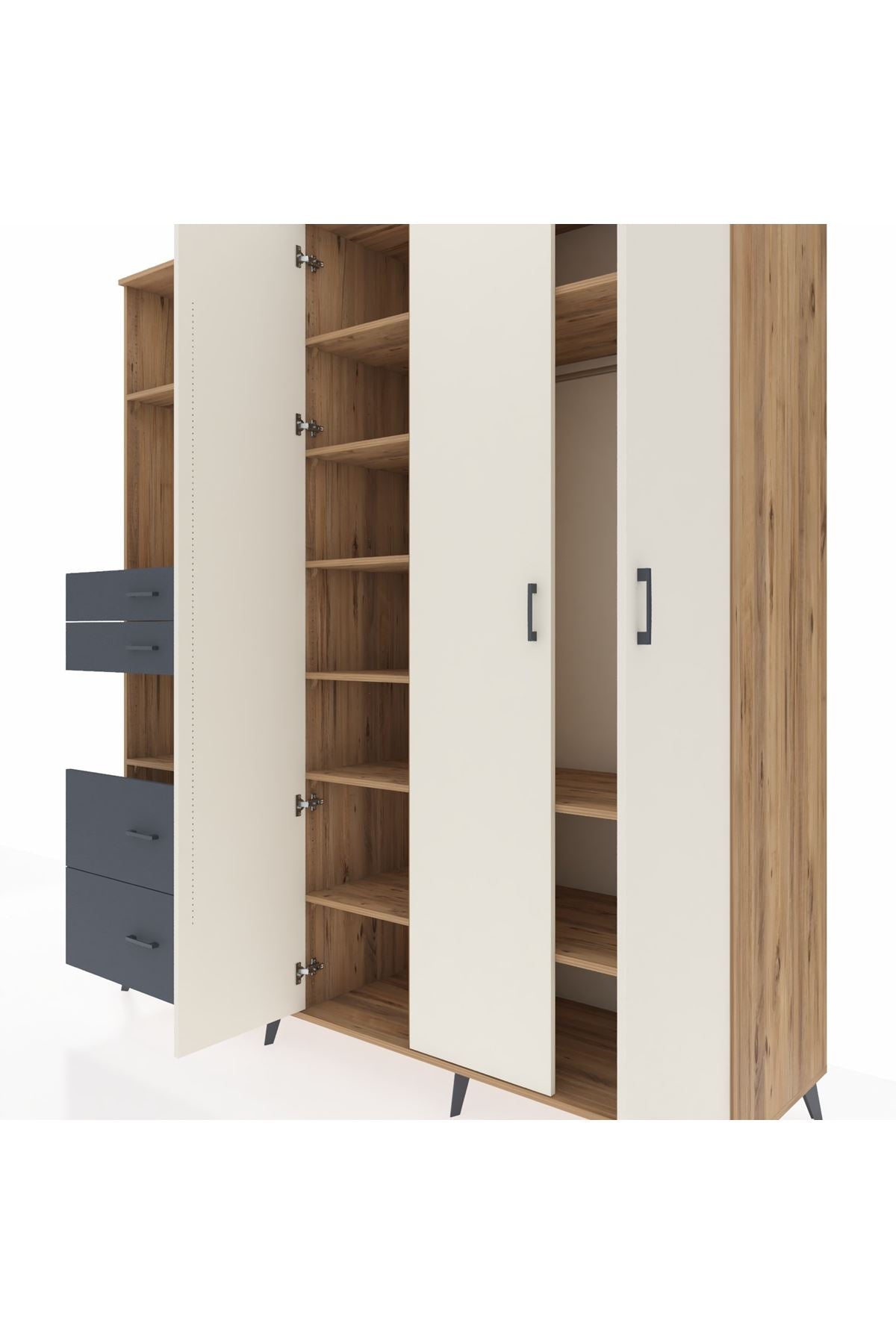 Kronos Dolap 12 Raflı 4 Çekmeceli Tek Askılı 220x59x243 - S784M073V23C