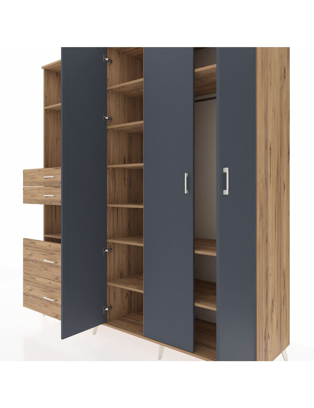Kronos Dolap 12 Raflı 4 Çekmeceli Tek Askılı 220x59x243 - S784M073V27C