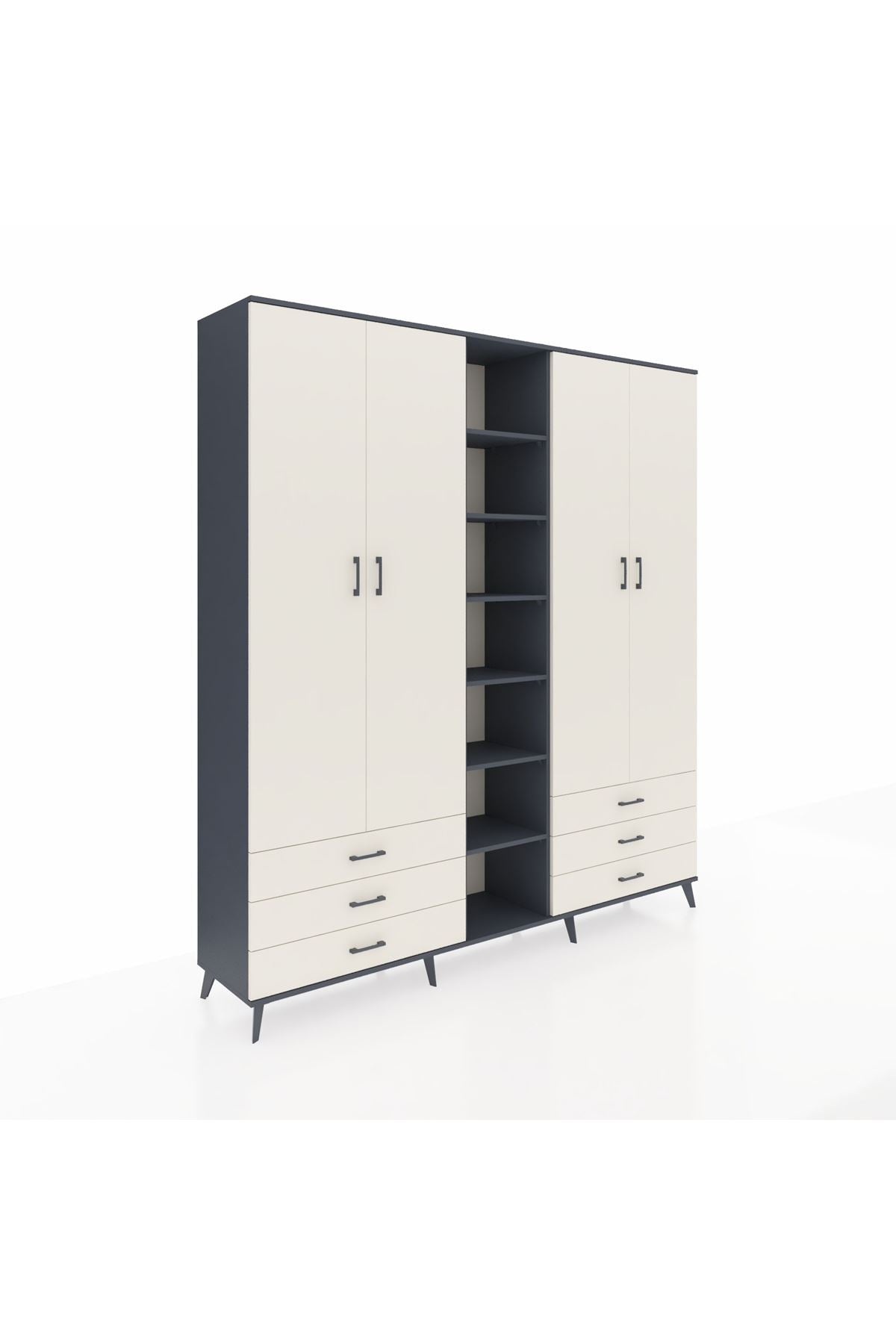 Hyperion Dolap 13 Raflı 6 Çekmeceli 2 Askılı 220x44x243 - S553M002V13B