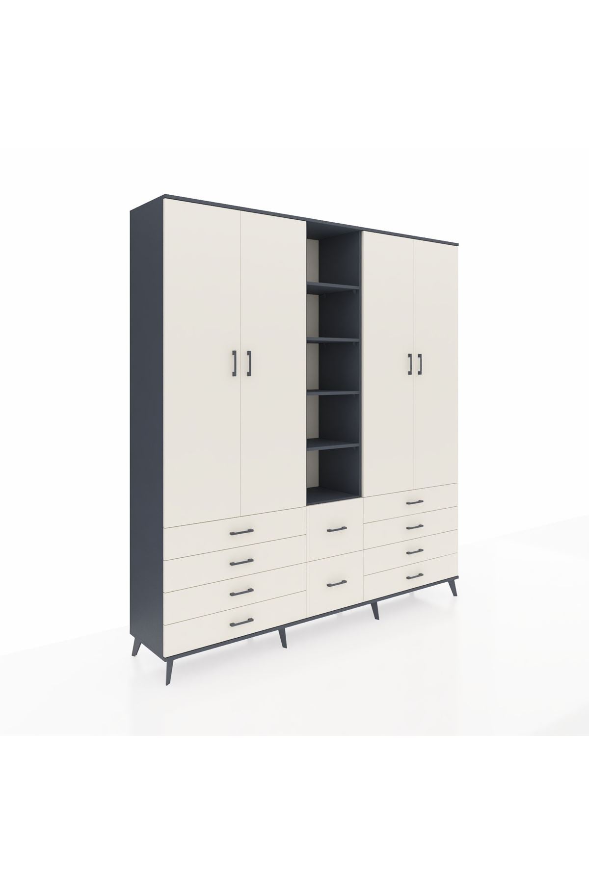 Hyperion Dolap 9 Raflı 10 Çekmeceli 2 Askılı 220x44x243 - S553M003V13B