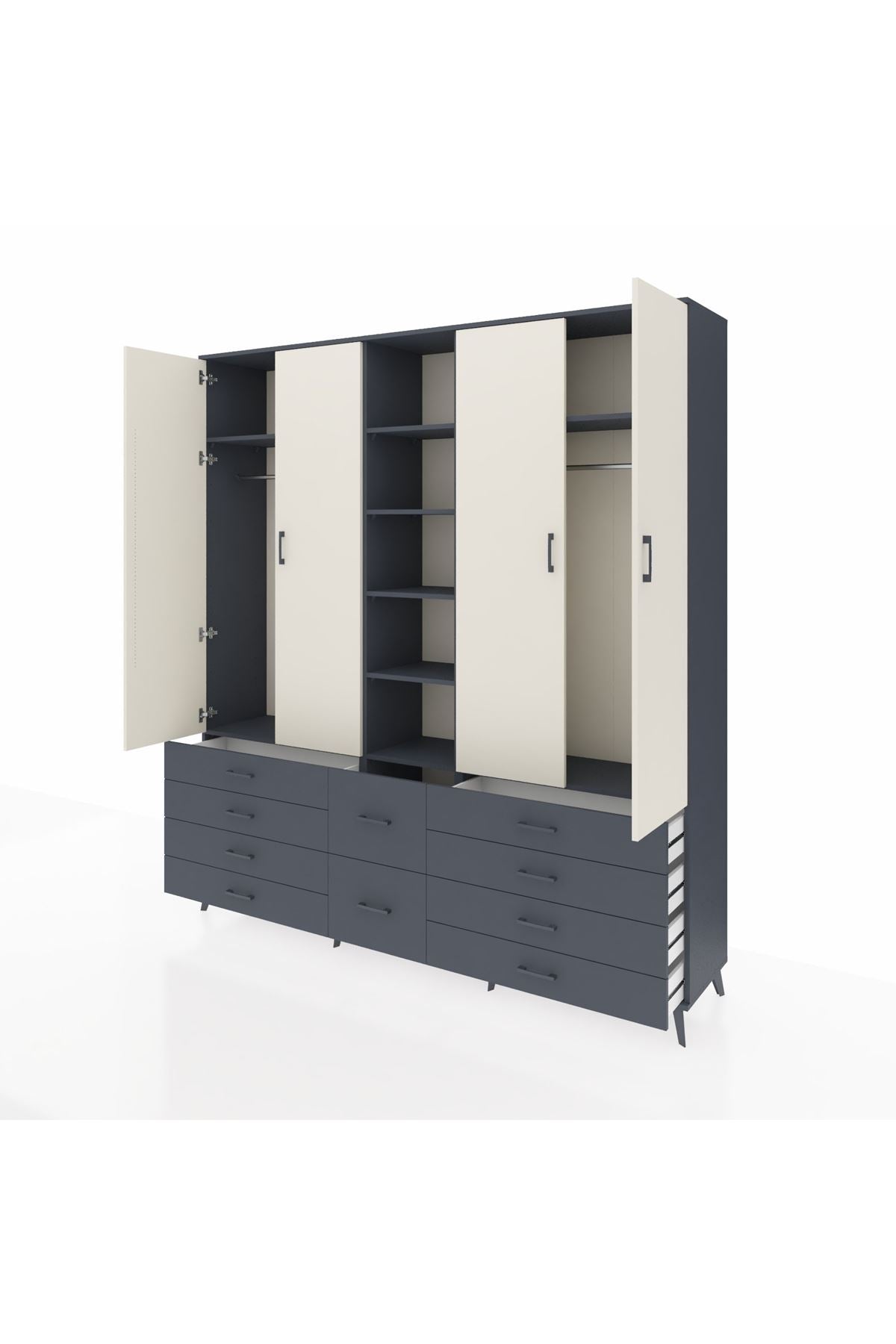Hyperion Dolap 9 Raflı 10 Çekmeceli 2 Askılı 220x44x243 - S553M003V14B