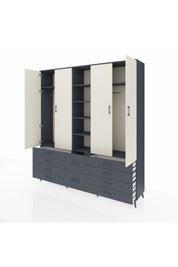 Hyperion Dolap 9 Raflı 10 Çekmeceli 2 Askılı 220x44x243 - S553M003V14B