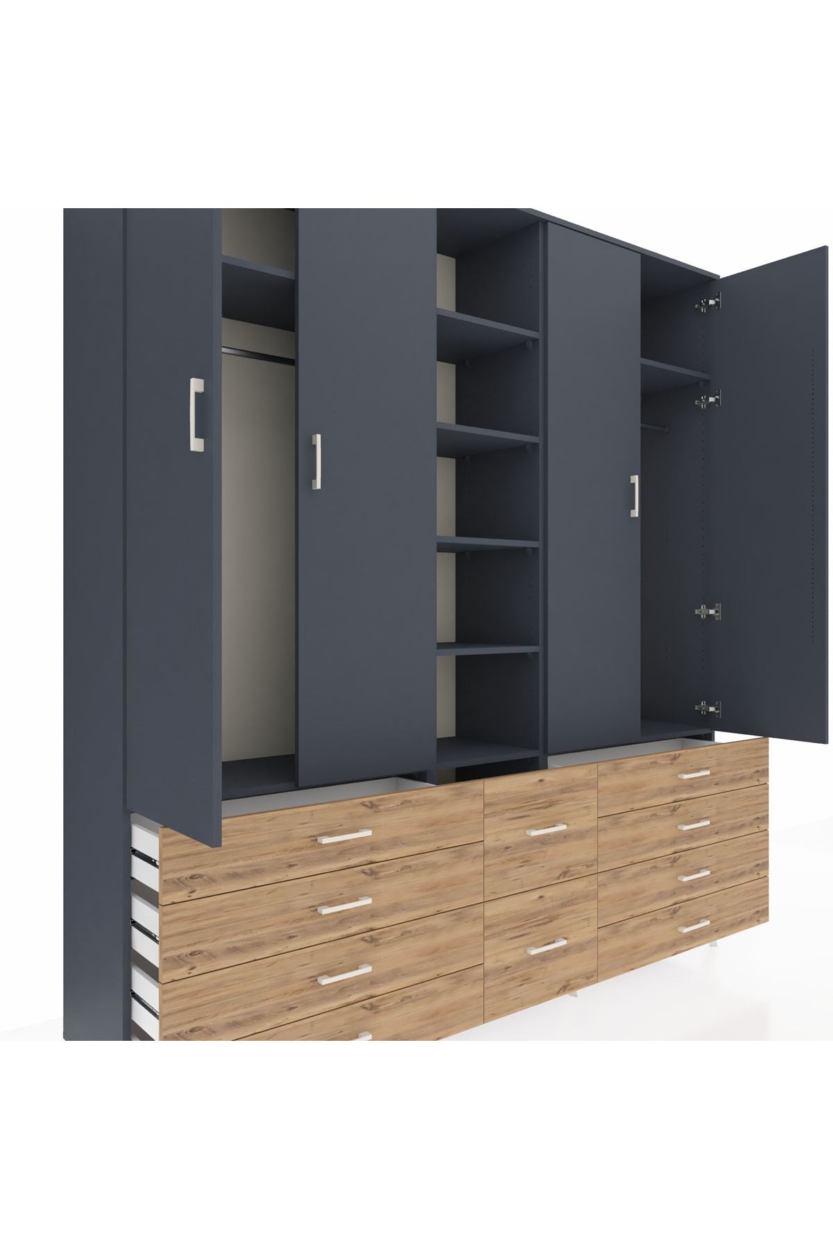 Hyperion Dolap 9 Raflı 10 Çekmeceli 2 Askılı 220x44x243 - S553M003V18B
