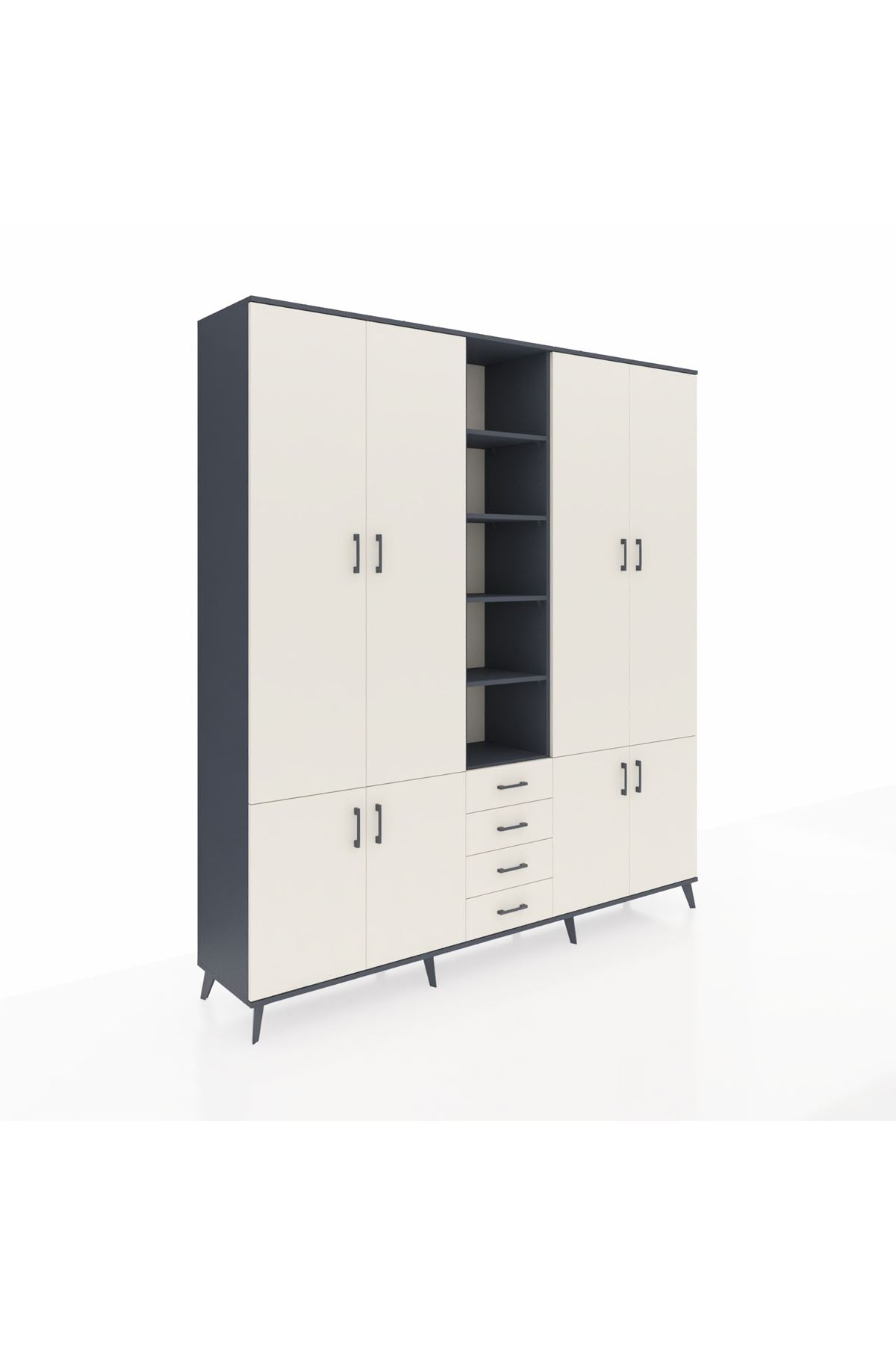 Hyperion Dolap 17 Raflı 4 Çekmeceli 8 Kapaklı 220x44x243 - S553M005V13B