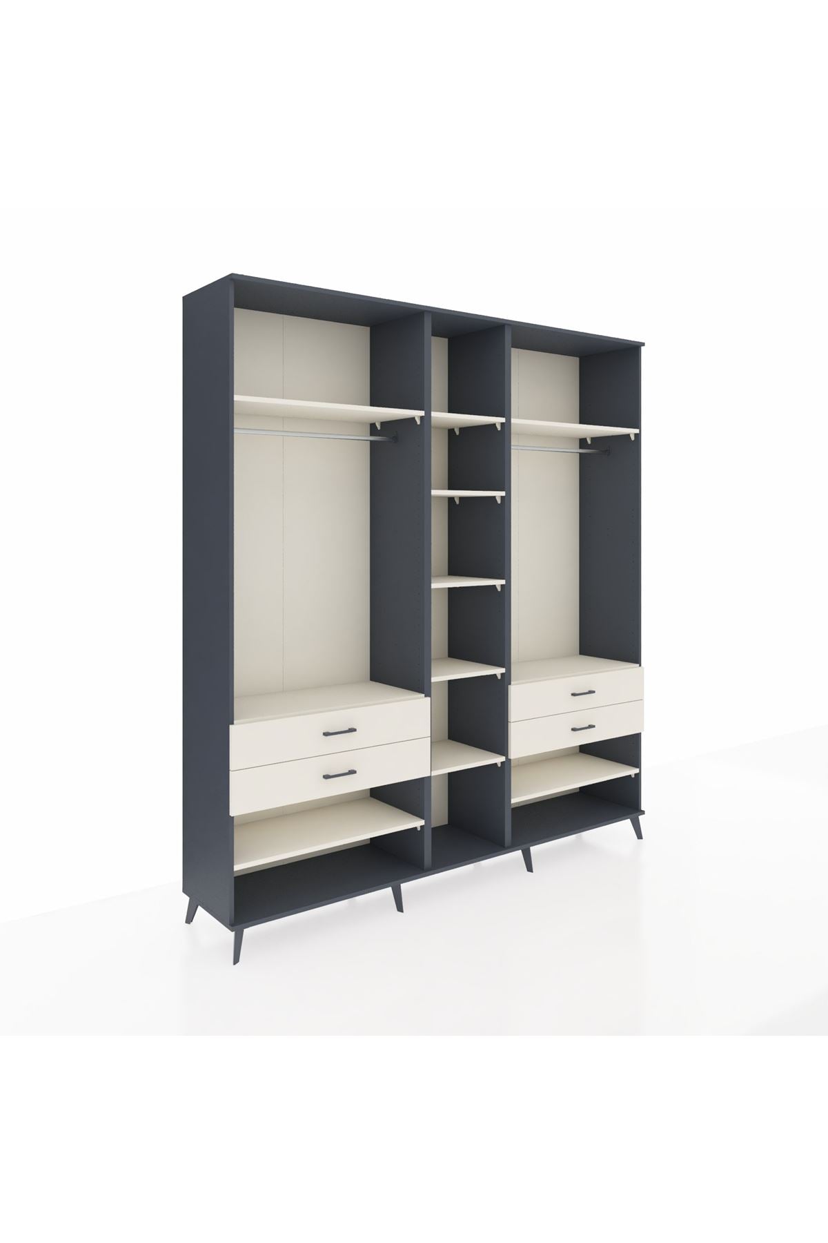 Hyperion Dolap 11 Raflı 4 Çekmeceli 2 Askılı 220x44x243 - S553M006V13B