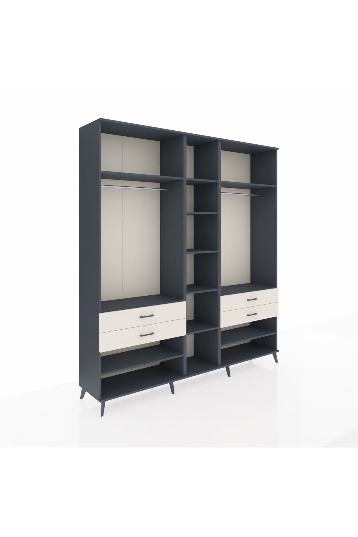 Hyperion Dolap 11 Raflı 4 Çekmeceli 2 Askılı 220x44x243 - S553M006V16B