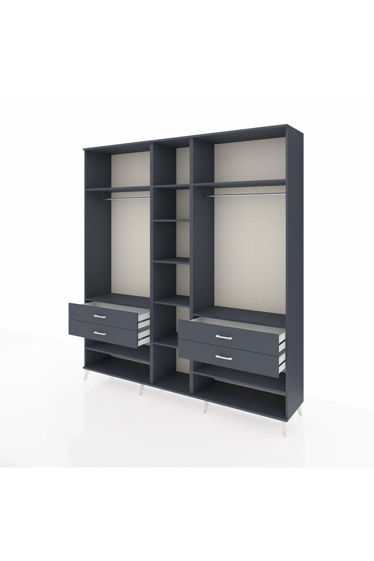 Hyperion Dolap 11 Raflı 4 Çekmeceli 2 Askılı 220x44x243 - S553M006V17B