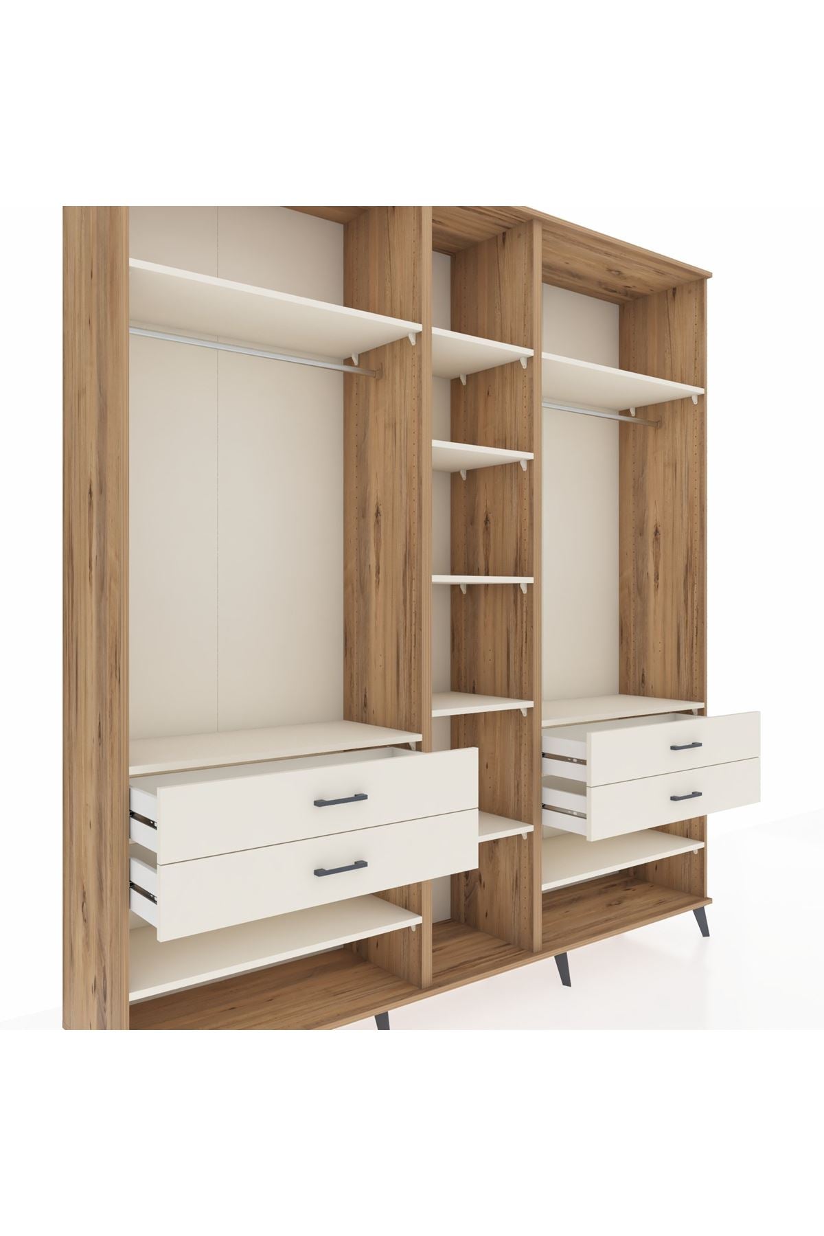 Hyperion Dolap 11 Raflı 4 Çekmeceli 2 Askılı 220x44x243 - S553M006V22B
