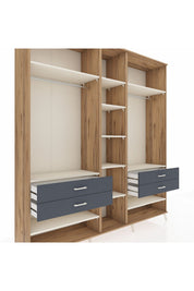 Hyperion Dolap 11 Raflı 4 Çekmeceli 2 Askılı 220x44x243 - S553M006V23B
