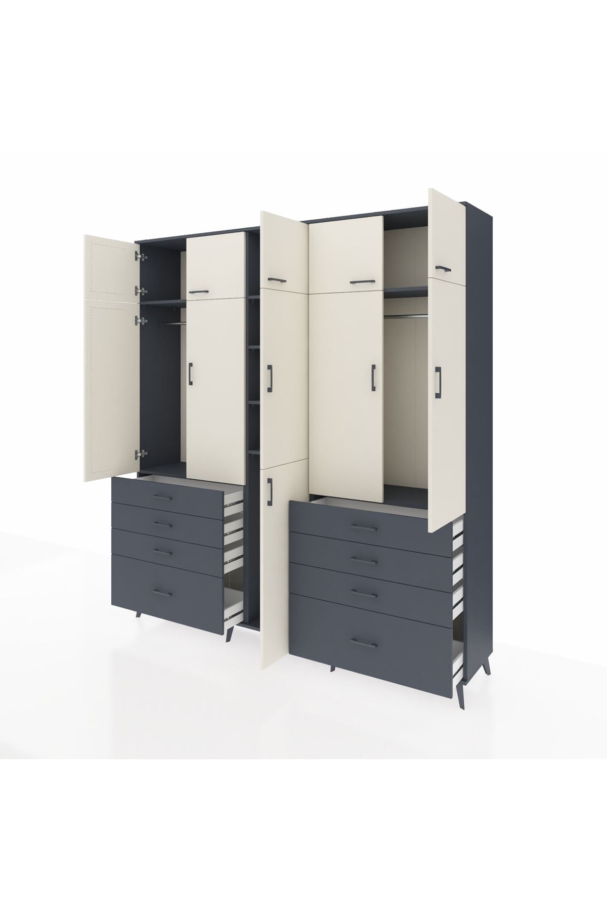 Hyperion Dolap 8 Raflı 8 Çekmeceli 3 Askılı 220x44x243 - S553M009V14B