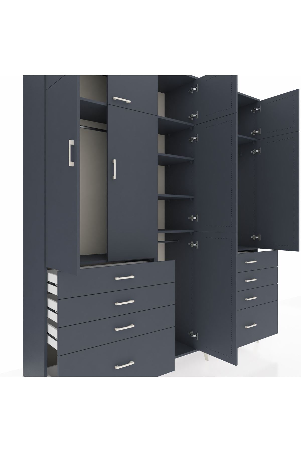 Hyperion Dolap 8 Raflı 8 Çekmeceli 3 Askılı 220x44x243 - S553M009V17B