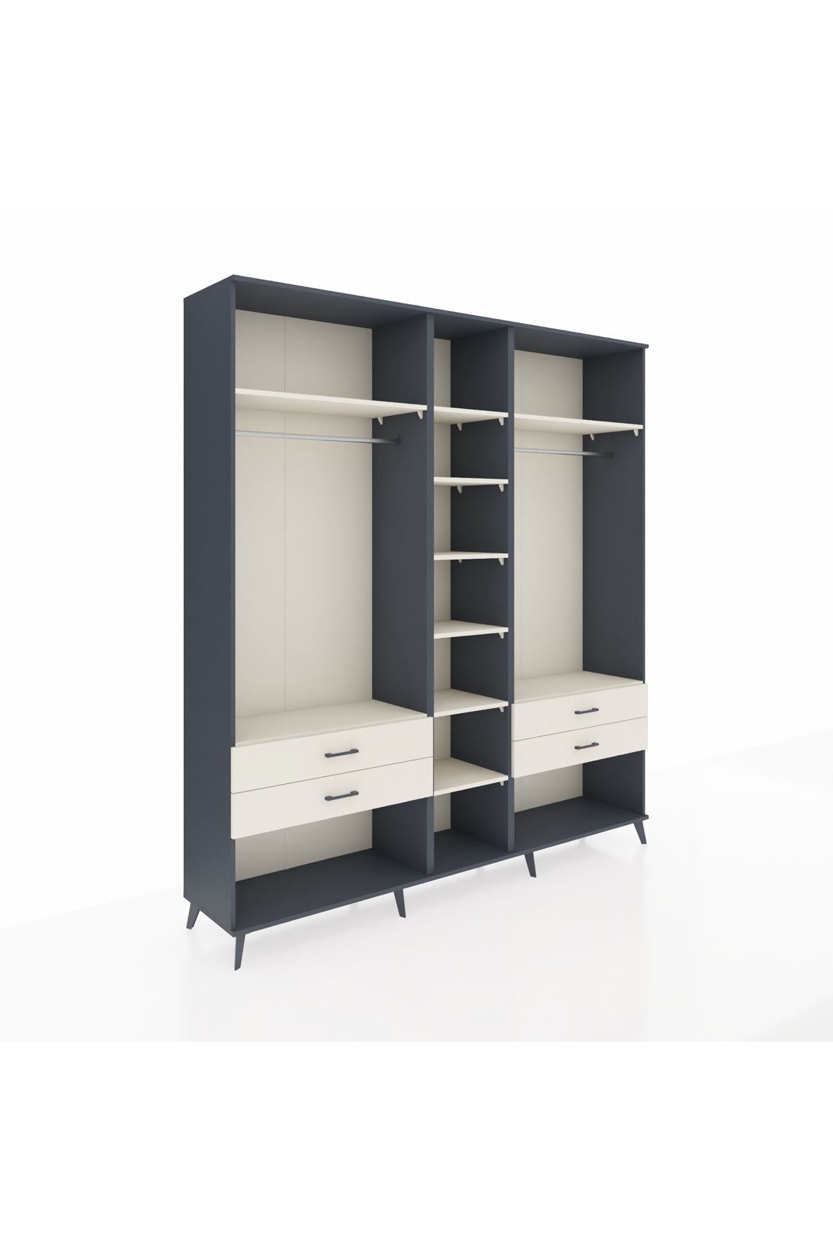 Hyperion Dolap 10 Raflı 4 Çekmeceli 2 Askılı 220x44x243 - S553M010V13B
