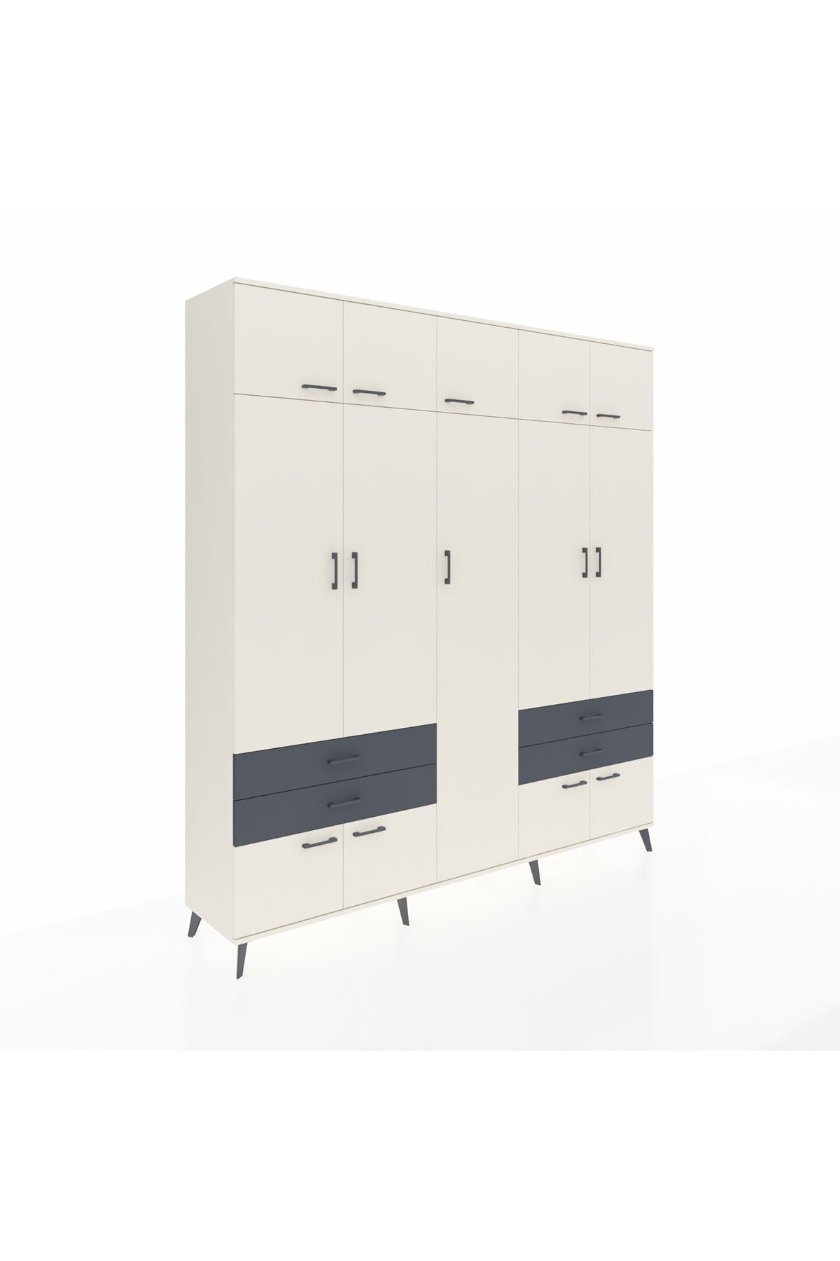 Hyperion Dolap 12 Raflı 4 Çekmeceli 2 Askılı 220x44x243 - S553M011V05B