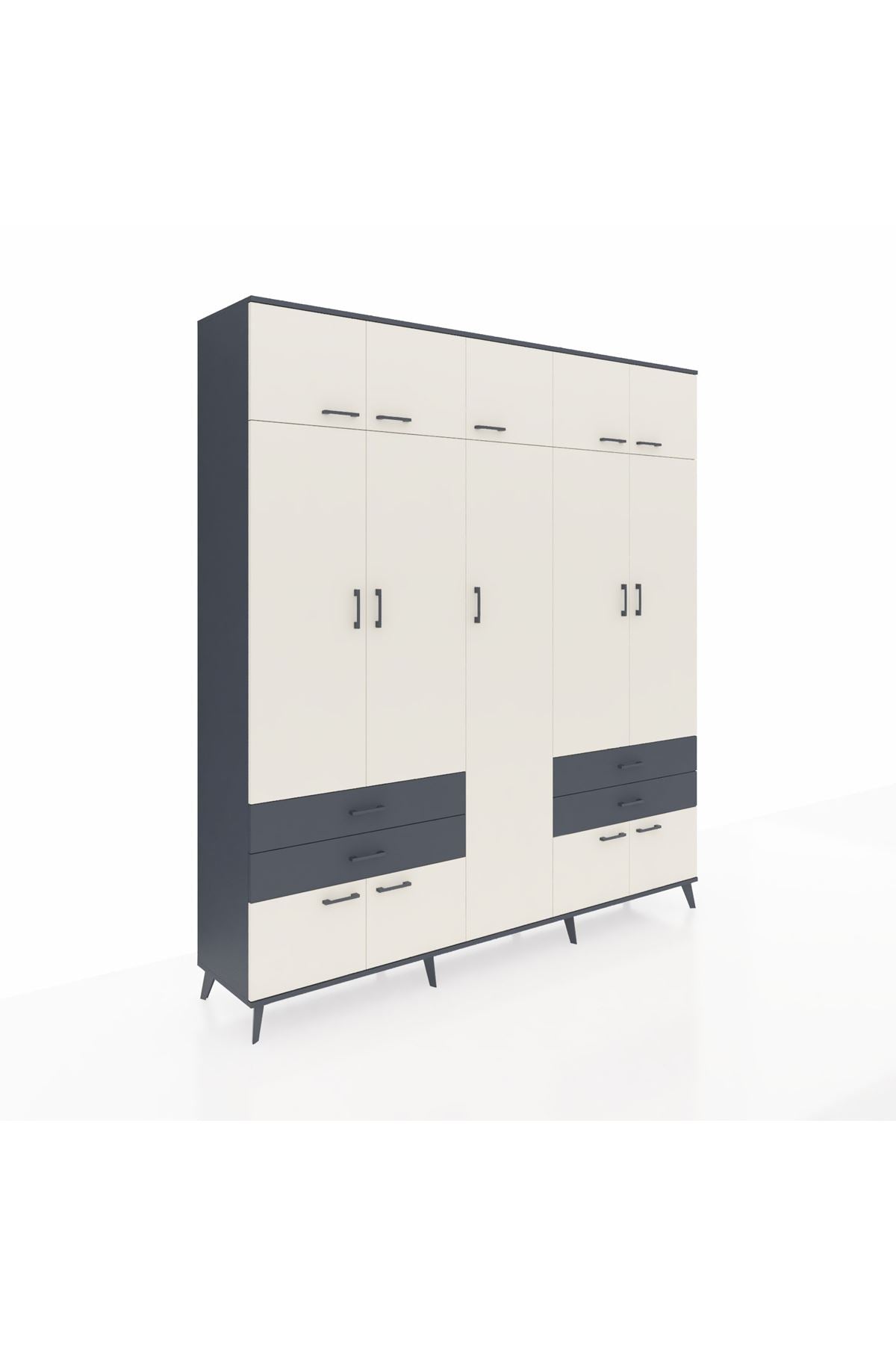 Hyperion Dolap 12 Raflı 4 Çekmeceli 2 Askılı 220x44x243 - S553M011V14B