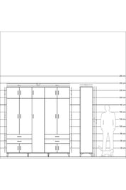 Hyperion Dolap 12 Raflı 4 Çekmeceli 2 Askılı 220x44x243 - S553M011V15B