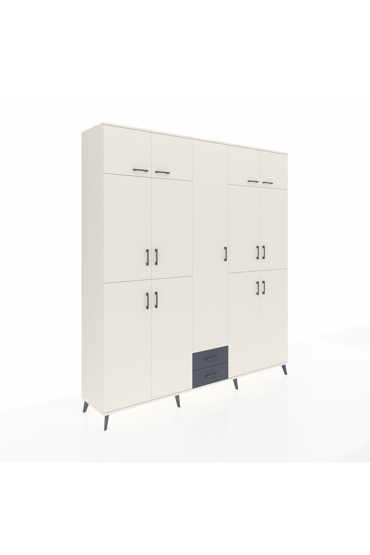 Hyperion Dolap 10 Raflı 2 Çekmeceli 4 Askılı 220x44x243 - S553M012V05B
