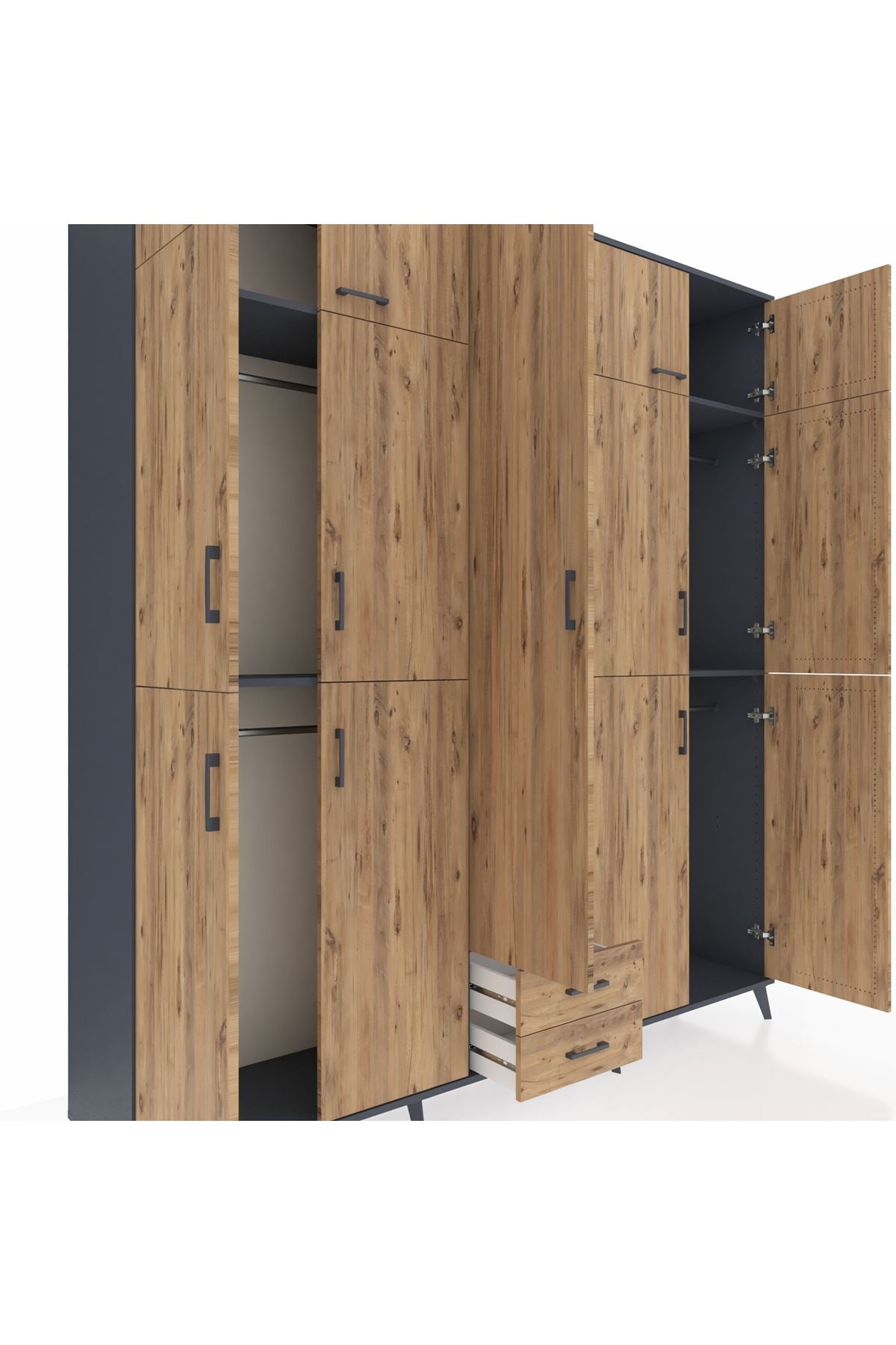 Hyperion Dolap 10 Raflı 2 Çekmeceli 4 Askılı 220x44x243 - S553M012V12B