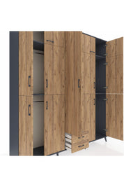 Hyperion Dolap 10 Raflı 2 Çekmeceli 4 Askılı 220x44x243 - S553M012V12B