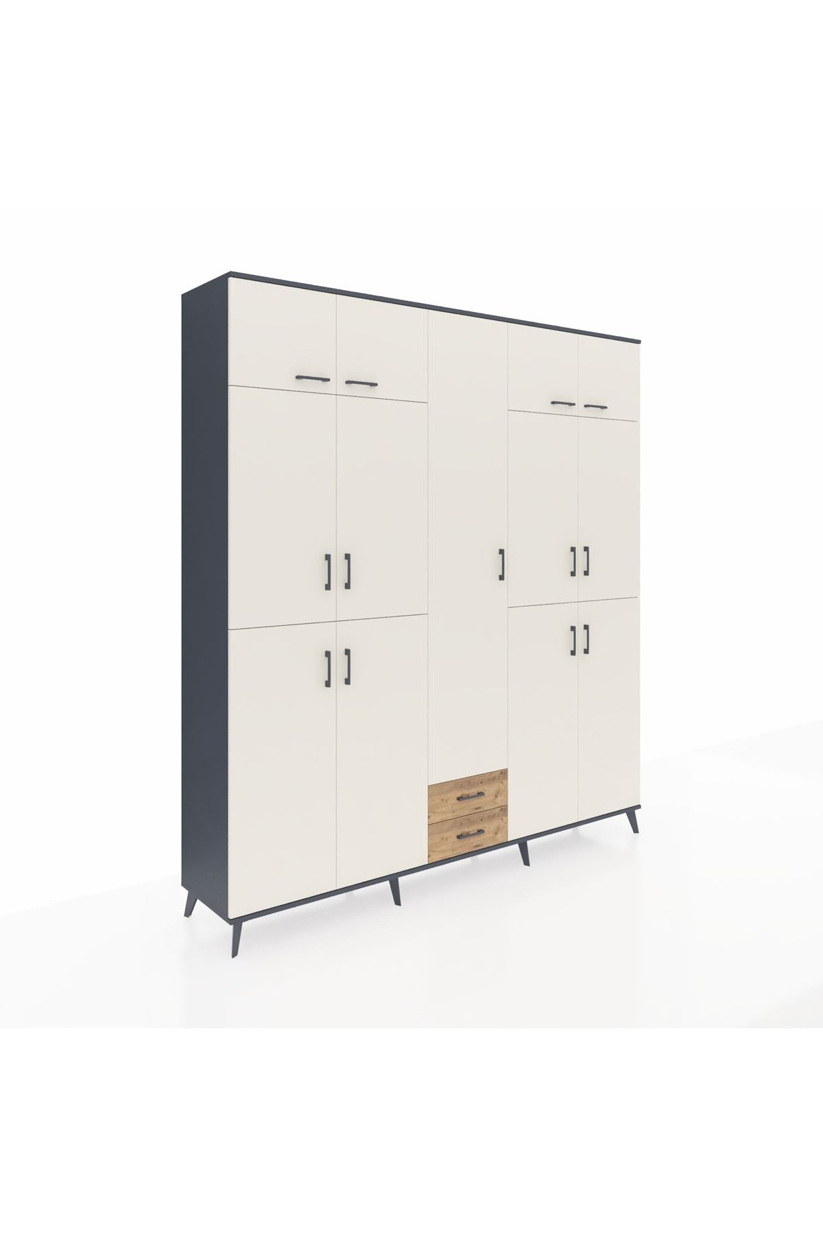 Hyperion Dolap 10 Raflı 2 Çekmeceli 4 Askılı 220x44x243 - S553M012V15B
