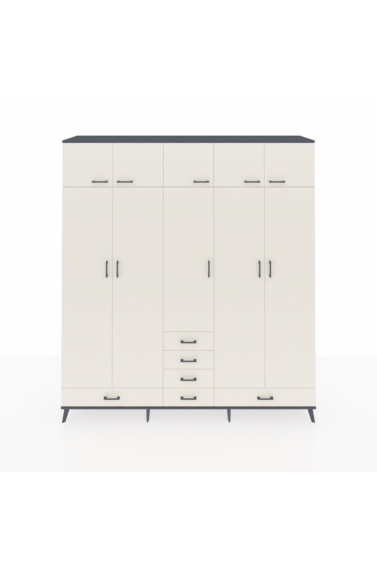 Hyperion Dolap 6 Raflı 6 Çekmeceli 4 Askılı 220x44x243 - S553M014V13B