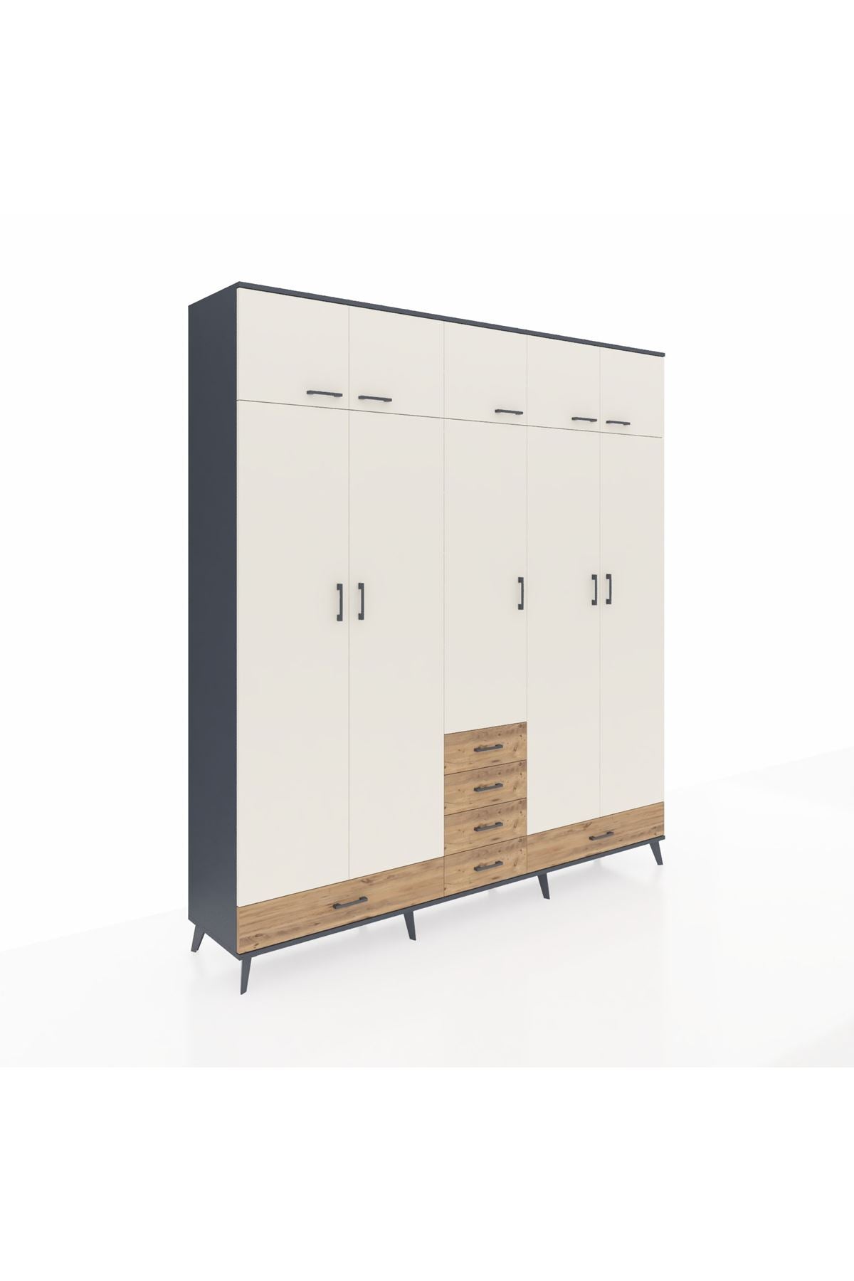 Hyperion Dolap 6 Raflı 6 Çekmeceli 4 Askılı 220x44x243 - S553M014V15B