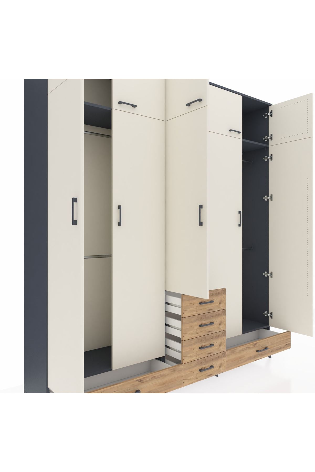 Hyperion Dolap 6 Raflı 6 Çekmeceli 4 Askılı 220x44x243 - S553M014V15B