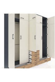 Hyperion Dolap 6 Raflı 6 Çekmeceli 4 Askılı 220x44x243 - S553M014V15B