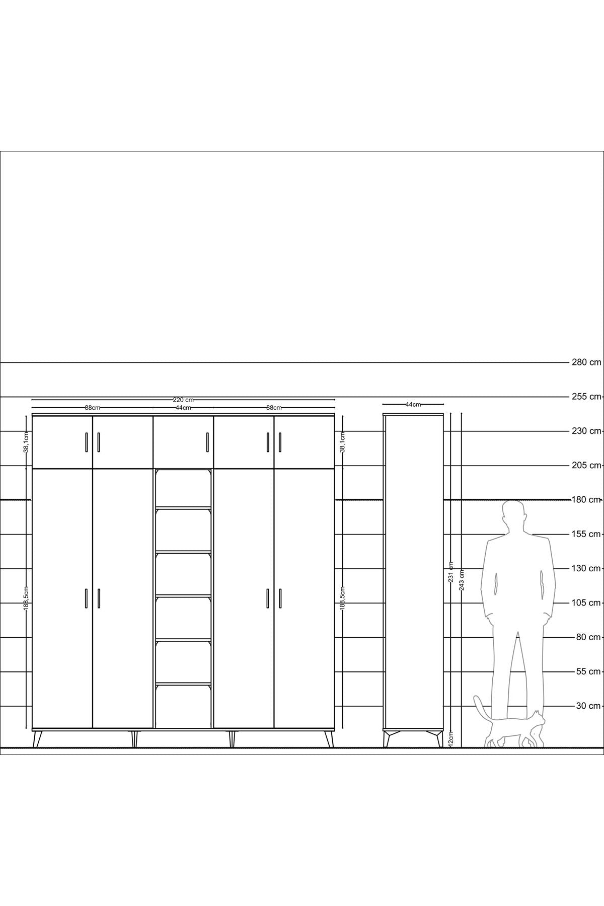 Hyperion Dolap 18 Raflı 9 Kapaklı 220x44x243 - S553M015V12B
