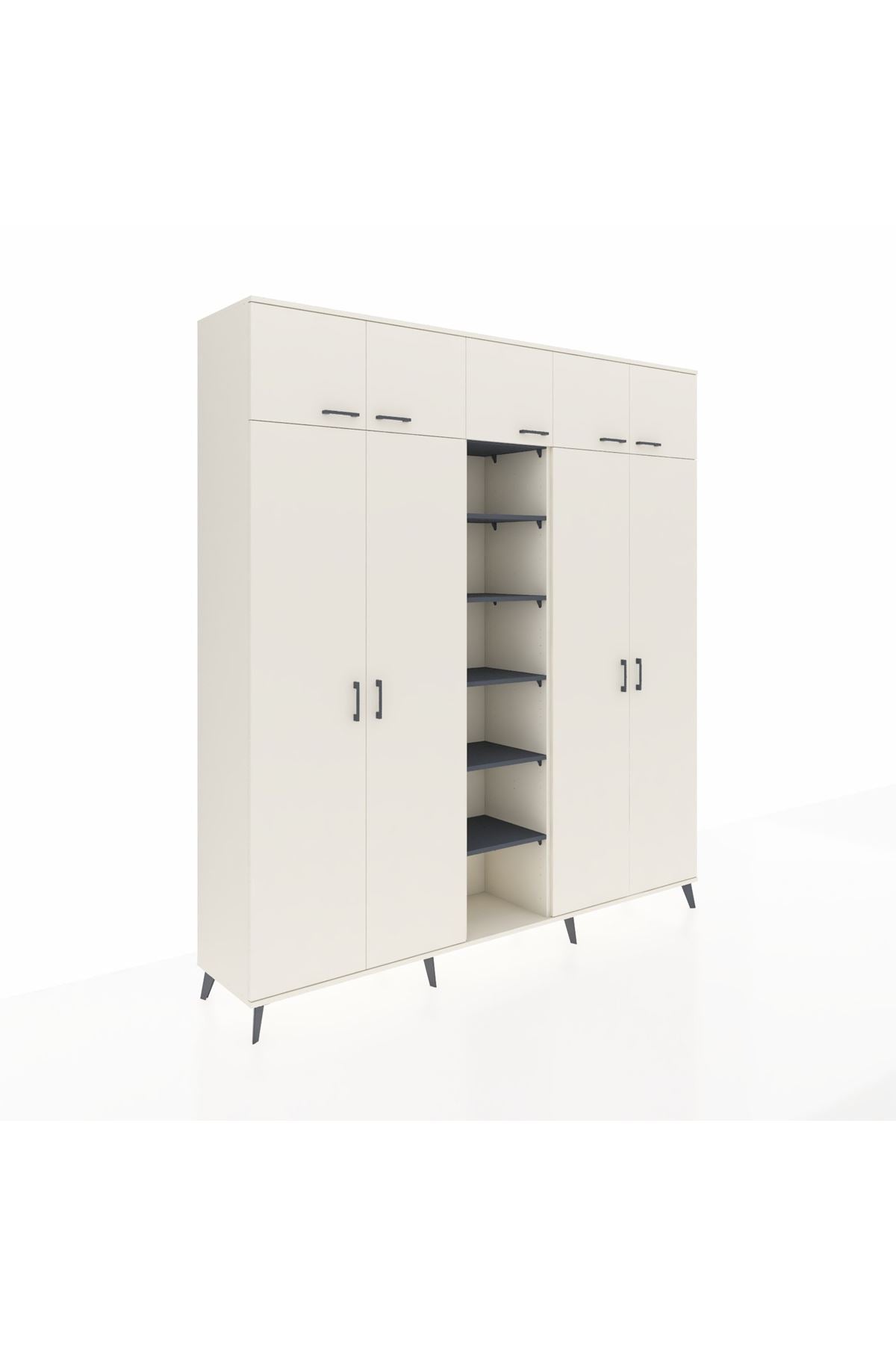 Hyperion Dolap 12 Raflı 9 Kapaklı 2 Askılı 220x44x243 - S553M016V05B
