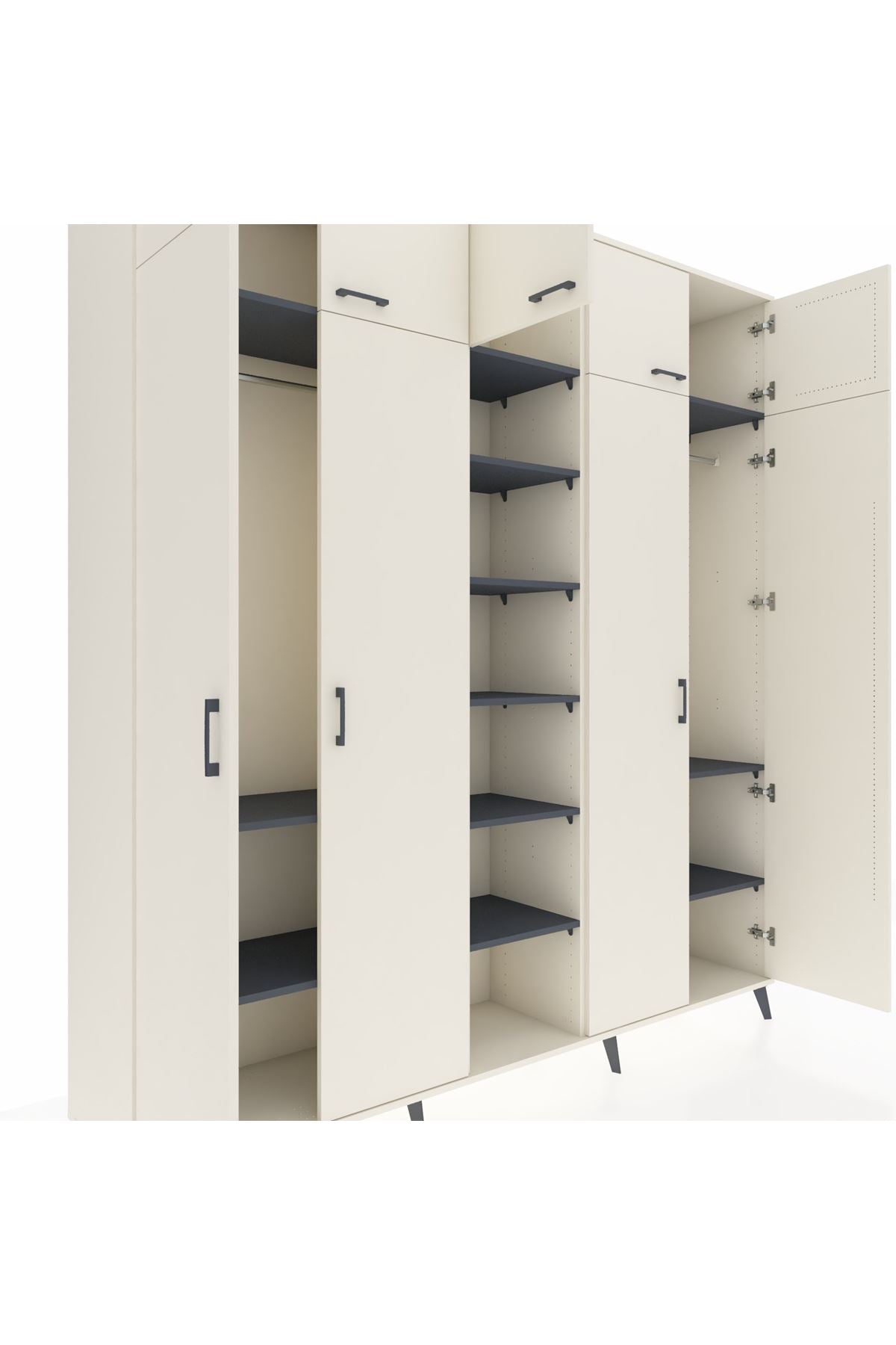 Hyperion Dolap 12 Raflı 9 Kapaklı 2 Askılı 220x44x243 - S553M016V05B