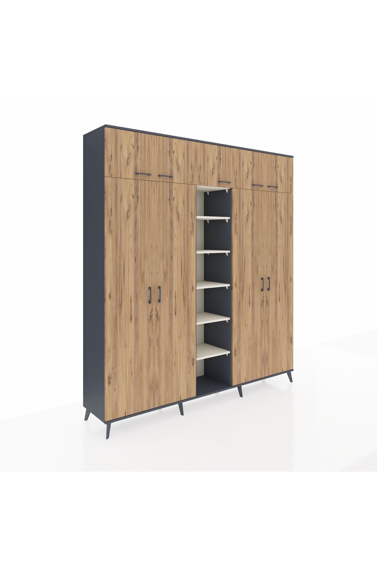 Hyperion Dolap 12 Raflı 9 Kapaklı 2 Askılı 220x44x243 - S553M016V10B