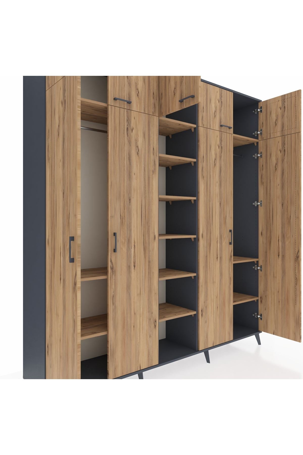 Hyperion Dolap 12 Raflı 9 Kapaklı 2 Askılı 220x44x243 - S553M016V12B