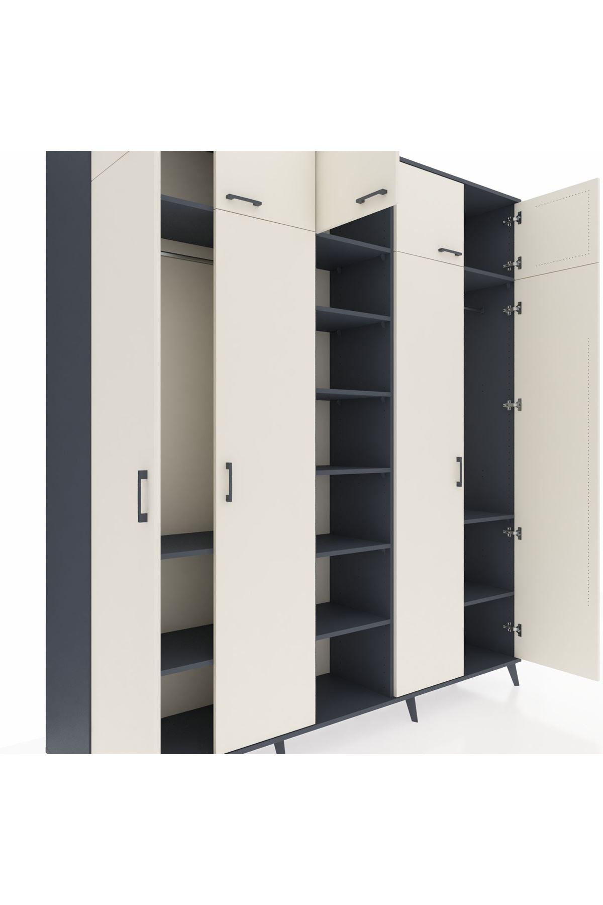 Hyperion Dolap 12 Raflı 9 Kapaklı 2 Askılı 220x44x243 - S553M016V14B