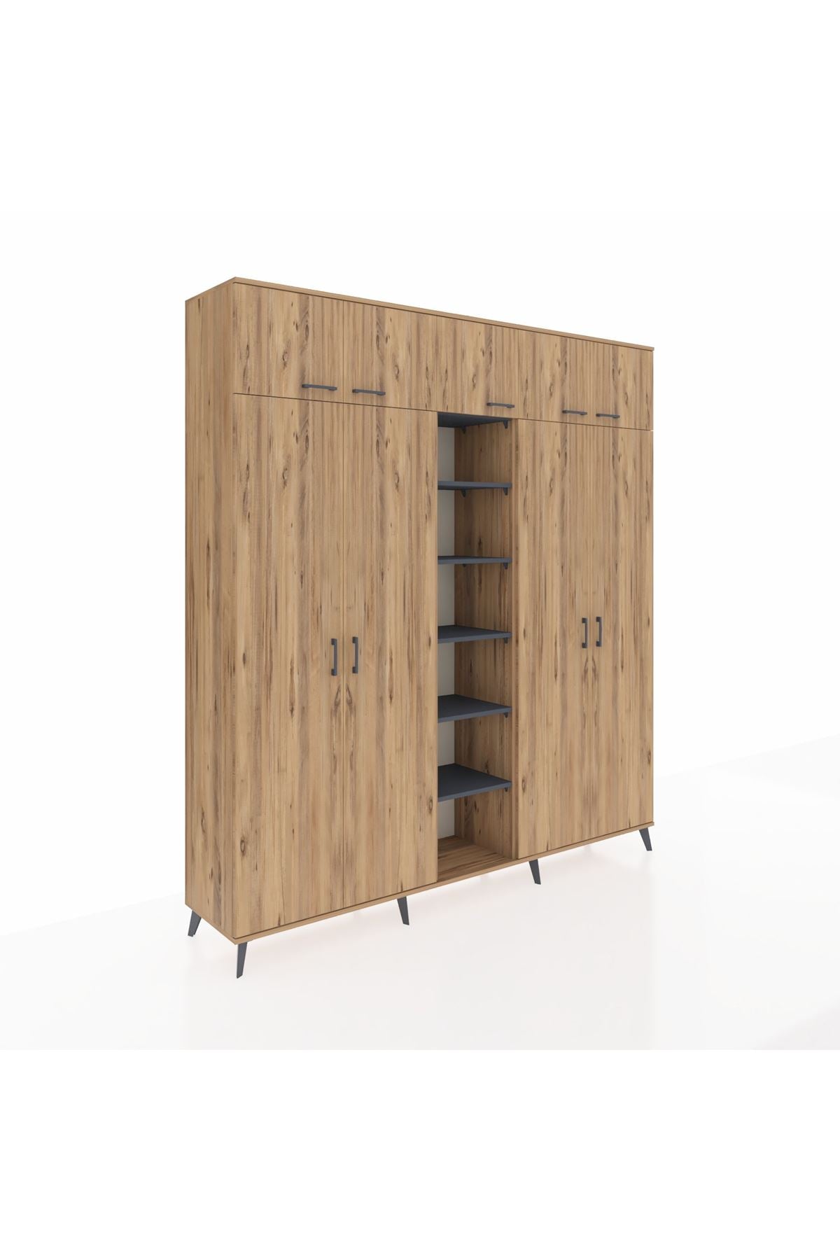 Hyperion Dolap 12 Raflı 9 Kapaklı 2 Askılı 220x44x243 - S553M016V20B