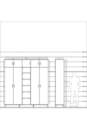 Hyperion Dolap 12 Raflı 9 Kapaklı 2 Askılı 220x44x243 - S553M016V27B