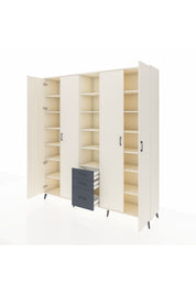 Hyperion Dolap 17 Raflı 3 Çekmeceli 4 Kapaklı 220x44x243 - S553M017V05B