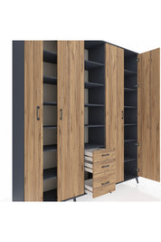 Hyperion Dolap 17 Raflı 3 Çekmeceli 4 Kapaklı 220x44x243 - S553M017V12B