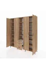 Hyperion Dolap 17 Raflı 3 Çekmeceli 4 Kapaklı 220x44x243 - S553M017V21B