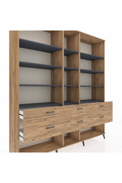 Hyperion Dolap 12 Raflı 6 Çekmeceli 220x44x243 - S553M019V27B
